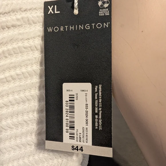 Nwt Worthington White Textured Women's Blouse Stretch Dress Casual Xlarge - Picture 6 of 8